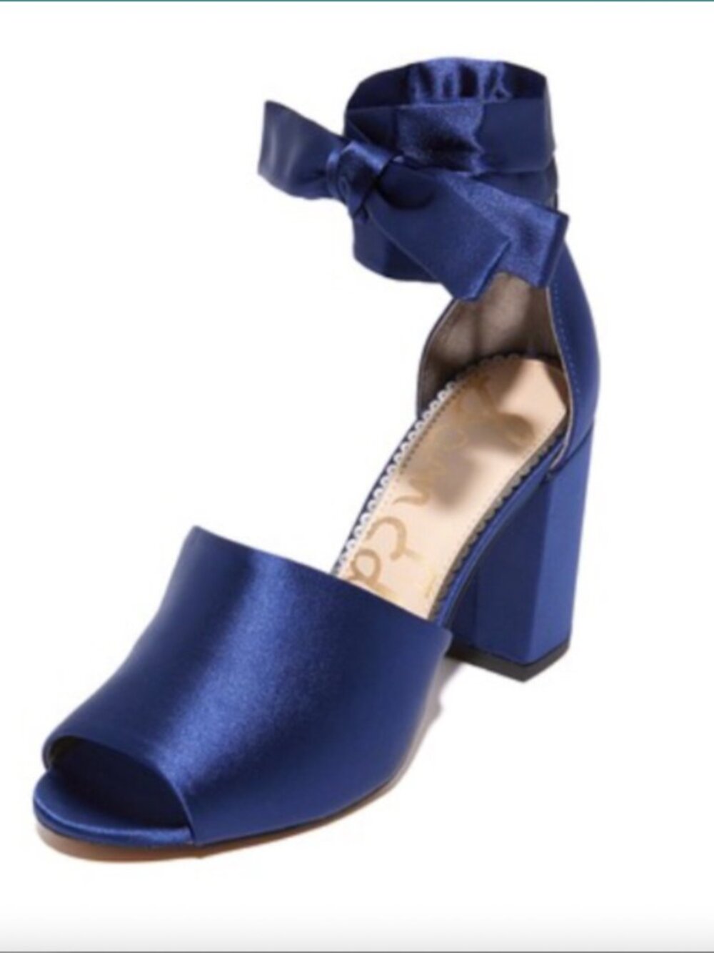 Sam Edelman Odele Navy Blue Satin Block Heel Sandal - Women's shoe size 7